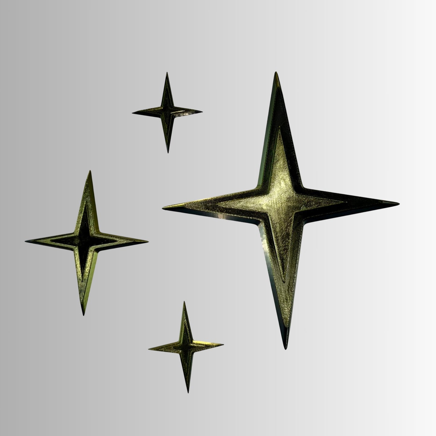 Retro Sparkle Wall Decor – Pack of 4 Mid-Century Kitsch Stars