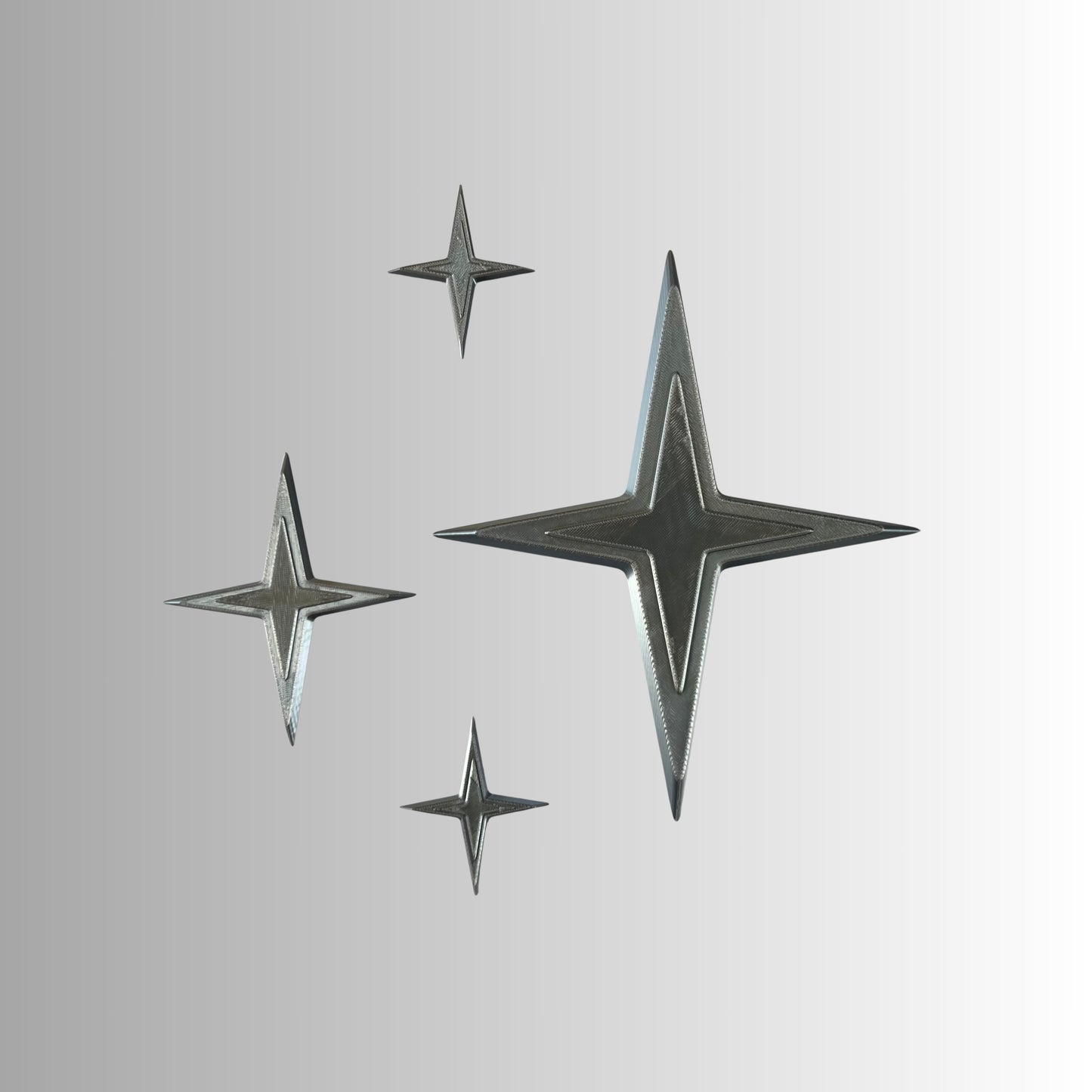 Retro Sparkle Wall Decor – Pack of 4 Mid-Century Kitsch Stars