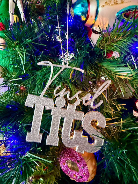 Tinsel Tits - Christmas Tree Ornament –  Novelty Decoration | Funny Festive Tree Decor